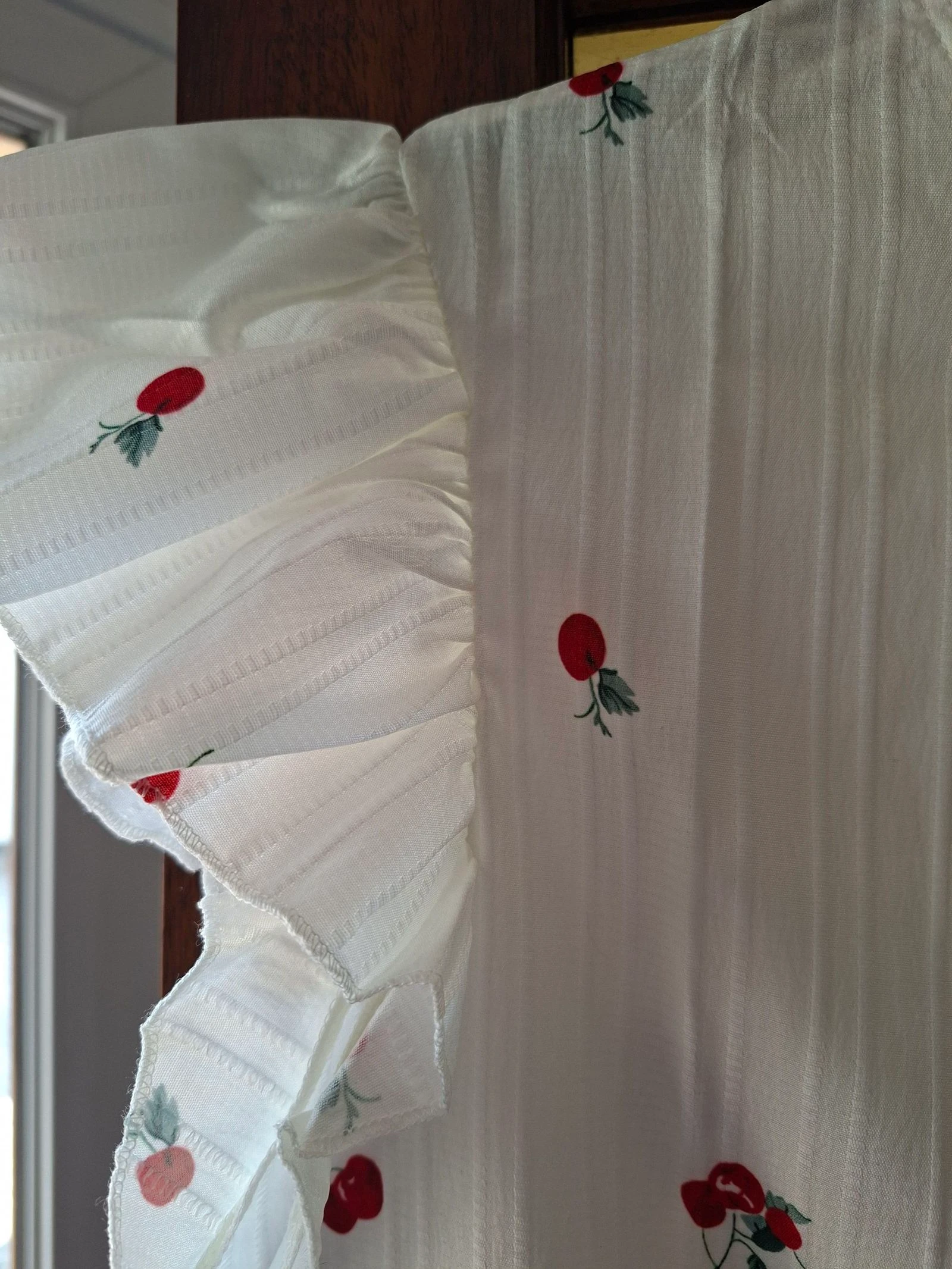 Pretty light white blouse with small red cherry print – photo 4